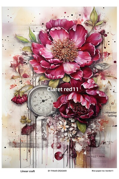 LİNEART Bordo11- Brass Decopage Paper - 30X42Cm