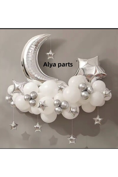 ALYA Party Led Moon and Star Bolon Set Wall Decoration Birthday Set
