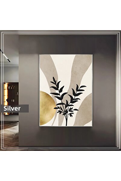 Harikabirev HARİKABİREV | MODEL DE FRUNZĂ BOHEMĂ ABSTRACTĂ | TABLA DE STICLA TEMPLATA CU CADRU, SIMPLE, VERTICALA