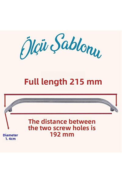 Badem10 Alara Furniture Kitchen Drawer Cabinet Cabinet Door Flat Metal 192 mm Chrome Handle Handle Handles