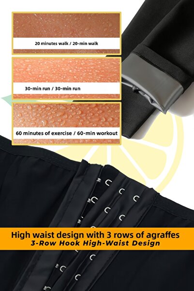 elilom Κολάν Sauna Agraflı - Ενισχυτικό ιδρώτα, Συσφιγκτικό για την κοιλιά, Αδυνατιστικό για μέση και πόδια, Θερμικό αθλητικό (MULU)