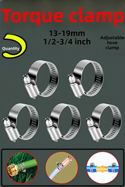 Badem10 Stainless Steel Pipe Hose Clamp - Torque Adjustable, Adjustable Clip, 13X19 Mm, 5 Pcs