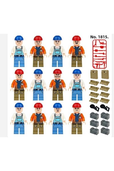 marimari 12Pcs Building Blocks Compatible Legoo Worker Figures