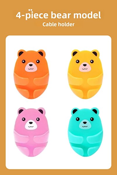 Hayveys 4-Piece Teddy Bear Model Adhesive Plug Hanger Cable Holder Organizer