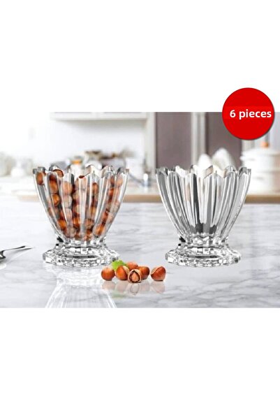 ARVALE Glass 6-Piece Magnolia Ice Cream Bowl and Jam Bowl