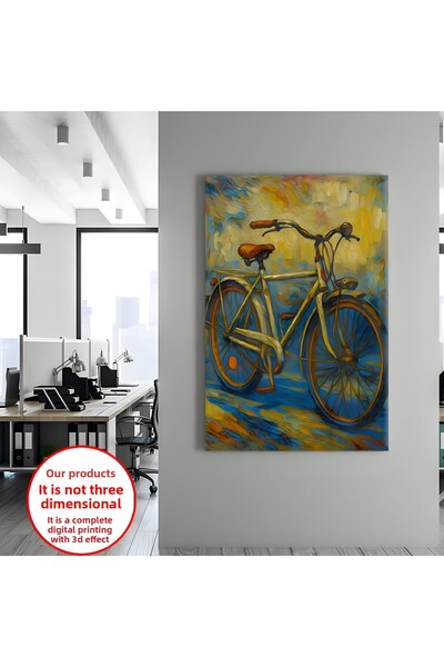 Harikabirev Canvas-Wall-Living Room Painting Oil Painting White Bike |   Vert...