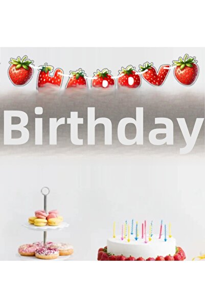 Hiras Dizayn لافتة عيد ميلاد سعيد مكونة من 15 قطعة بطابع الفراولة، لافتة عيد ...