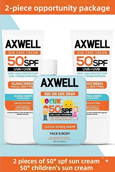 AXWELL عامل حماية من الشمس SPF 50+ - مجموعة أوبرتونيتي مكونة من 3 قطع، مضادة ...