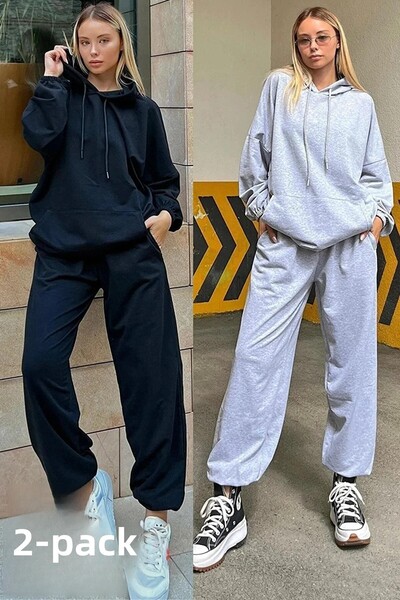 DAXİS Sportwear Company 2-Piece Tracksuit Set Sweatshirt Jogger - Black Gray ...