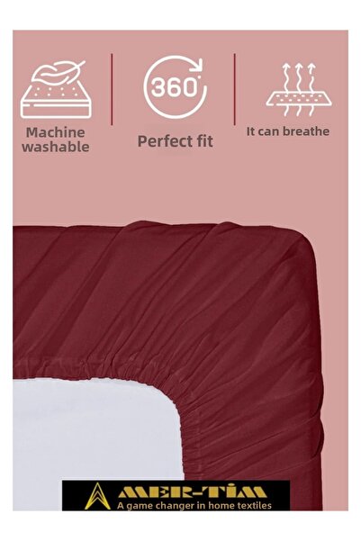 mer-tim ezberbozan ev tekstili Mer-Tim Cotton Ranforce Double Elastic Fitted Sheet and Pillowcase Set