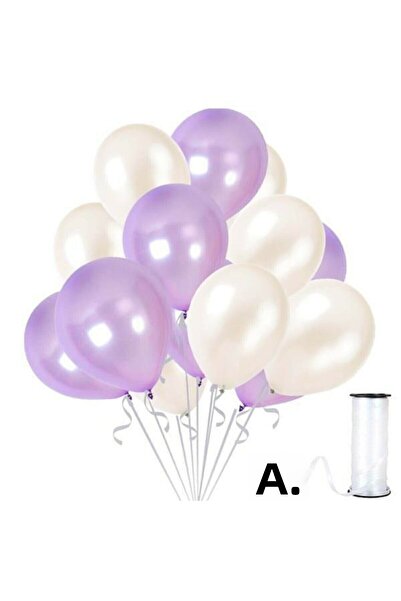 BEST PARTİ DOĞUM GÜNÜ PARTİ SÜSLERİ بالون أبيض - أرجواني معدني 20 قطعة