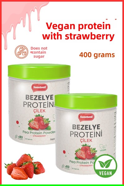 Sweetwell مسحوق بروتين البازلاء النباتي بنكهة الفراولة 400 جرام