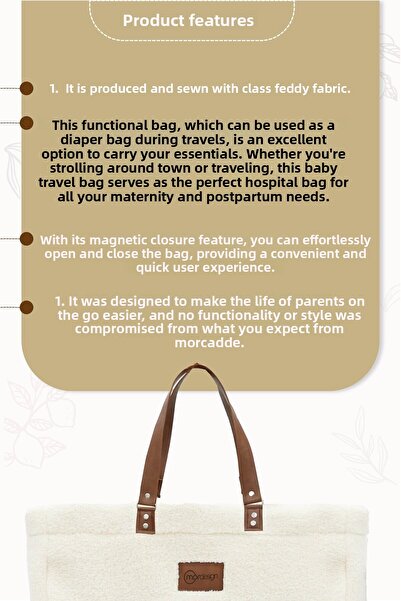 mordesign Teddy Bag - XL Large Size Women's Bag, Baby Care Bag, Wallet Gift, Morteddy Series