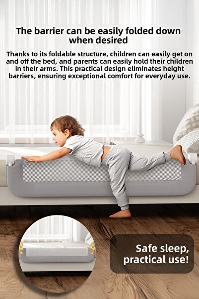 Meleni Baby 180 cm Baby Bed Barrier - Large Size Safety Barrier Protective Barrier Double Mattress
