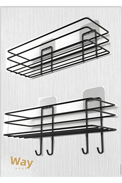 VİE HOUSE Set of 2 Bathroom Organizer - Shampoo Holder, Soap Dish and Shower Shelf Organizer with 4 Hangers