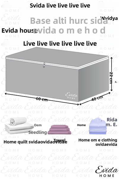 Evida 10 Pieces of Gray Zippered under the Bed - 60*40*22 - Duvet, Clothing, Seasonware Storage Organizer