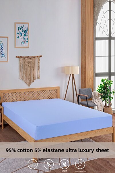 y.h yıldızer home collection King Size Combed Cotton-Lycra Elastic Sheet - 10...
