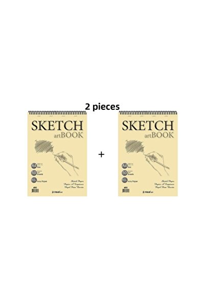 Folix Folıx Sketchbook A4 50 Sheets Ivory Sketchbook with Spiral 80 Gr - Pack of 2
