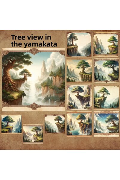 Pink Swan Craft Pom de epocă și peisaj pe deal - Set de autocolante pentru pl...