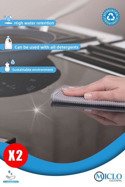 MICLO CLEANING x2 Pieces | Microfiber Super Magic Cloth | 40x40cm | Glass and Mirror Cloth