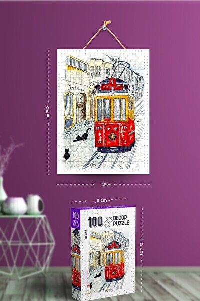 NT Handmade 100 Piece Taksim Tram Puzzle with Glue and Rope Gift - Puzzle Set for Adults and Children