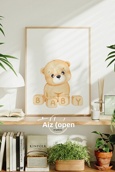 tablodea Decor pentru camera bebelușului, ursuleț de pluș boem, poster înrăma...