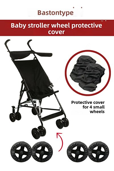 Breen Black Walking Stick Baby Stroller Wheel Protective Case, Does Not Take up Space, Waterproof, Dustproof