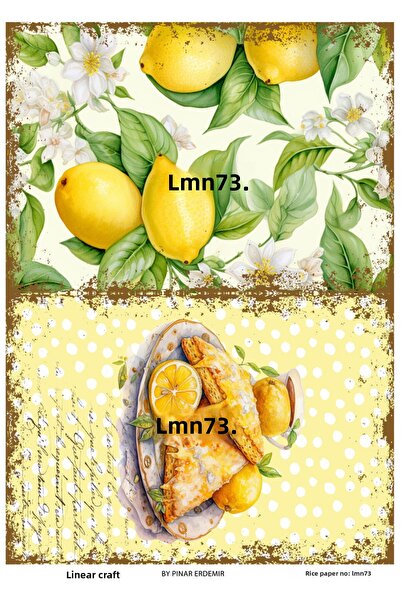 LİNEART سلسلة ليمون منقوشة بالليمون - ورق تزيين نحاسي مقاس 29 × 42 سم رقم: LMN73