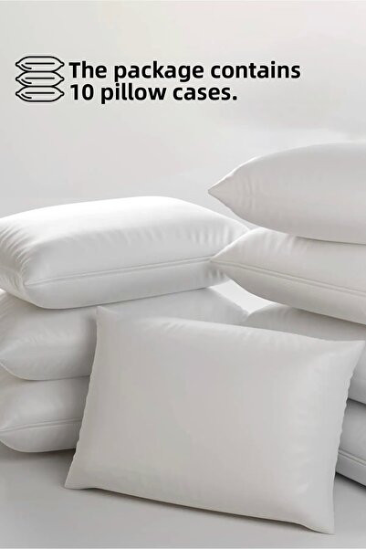 FAVORİST FAVORIST 50x70 Λευκή Βαμβακερή Μαξιλαροθήκη - Σετ 10 με Φερμουάρ και Εσωτερική Επένδυση