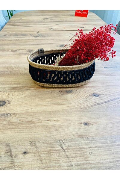 my doğa store Wicker and Jute Bread Basket - In-Cabinet Organizer, Storage Ba...