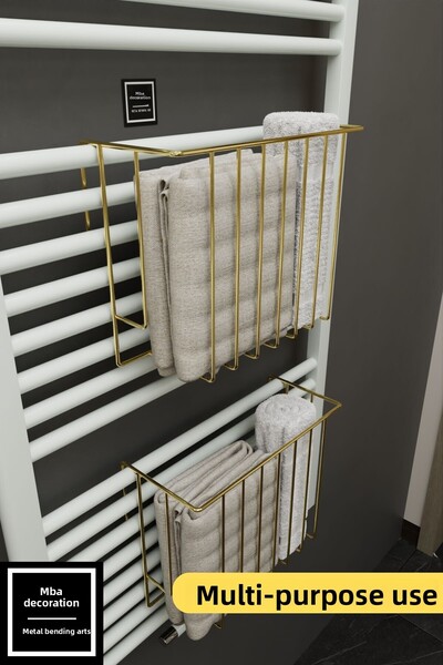 mba decor metal bending art Χρυσός Πετσέτα Ράφι Οργάνωσης - Κρεμαστό Οργανωτή Μπάνιου Χαρτί υγείας 30x28x10cm