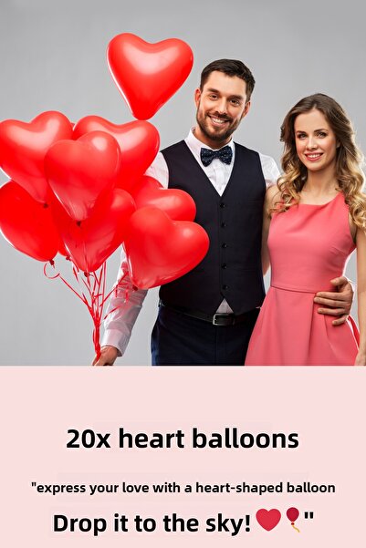 Baloncu Dede Heart Balloon Happy Birthday Foil Balloon Heart Candle Set Dried Rose Set Valentine's Birthday Helium
