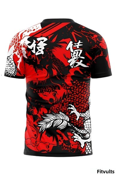 FitVult Dragon Pattern Antrenman Sportswear Jersey Compression Fit Astroturf Breathable T-Shirt High Quality Mma Gym