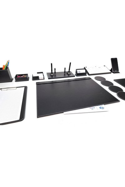 prozenis Pr611 Double Pen Black Color Leather Desk Set 11 Pieces