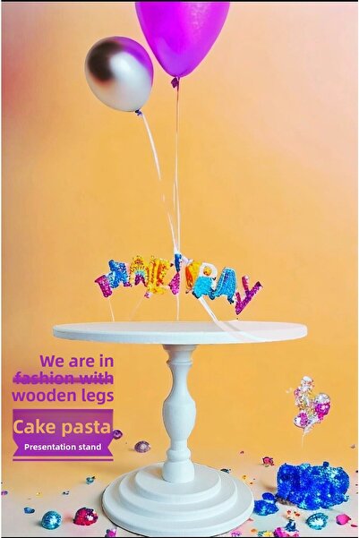 bizizmoda Wooden Floor Standing Birthday Presentation Serving Cake Cake Stand...