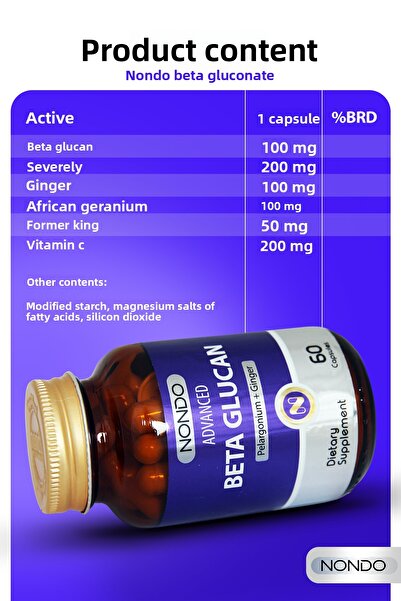 Nondo 60 Capsules Beta Glucan - African Geranium and Ginger Black Cumin