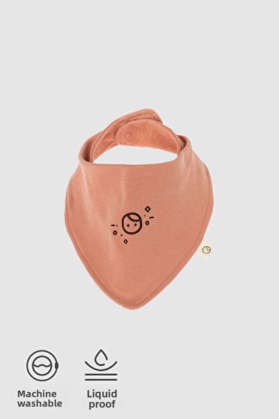 Little Gusto مريلة وشاح مقاومة للسوائل باللون الوردي من القطن العضوي مطبوع عل...