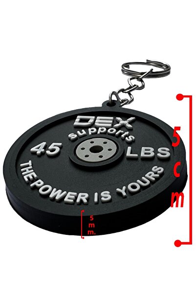 Dex Supports Lasting Energy Fitness Weight Plate Miniature Keychain, Gift Keychain, Silicone Model