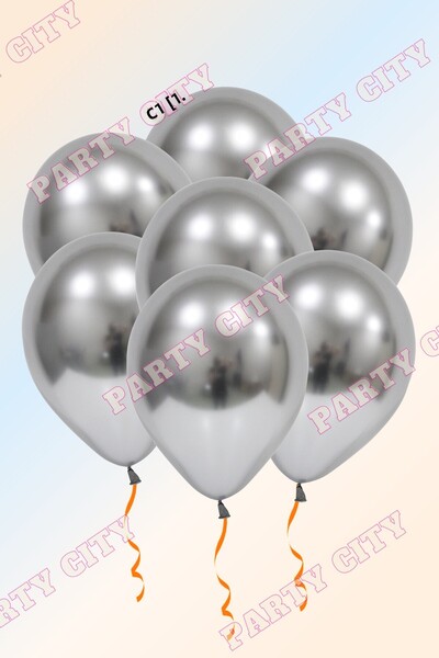 Party City 5 قطع بالون فضي كروم مقاس 12 بوصة (مشرق للغاية)