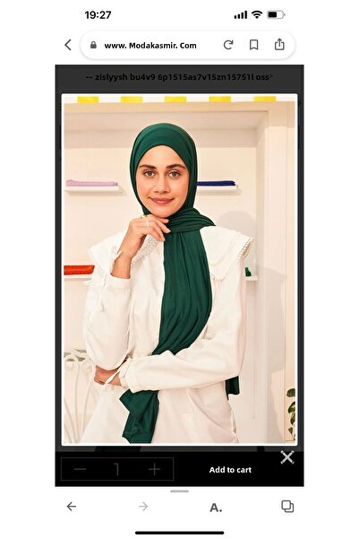 Modakaşmir Χτενισμένο βαμβακερό σάλι Pine Green