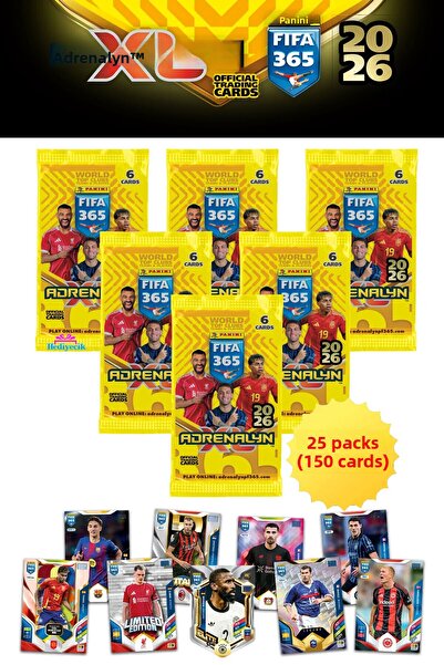 hediyecik بطاقات تداول فيفا 365 أدرينالين إكس إل 2026 للاعبي كرة القدم، 25 حز...