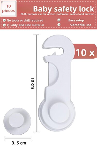 İdeal Baby 18-Piece Child Safety Safety Set 10 Cabinet Door Lock 4 Corner Lock 4 Corner Protector (GLASS-RACK)