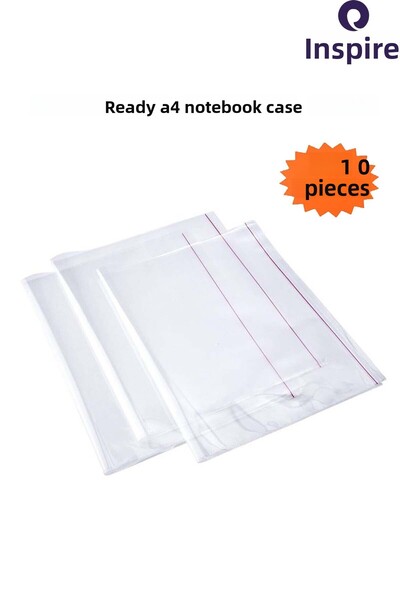 inkspire غطاء دفتر ملاحظات أبيض شفاف مقاس A4 - 10 قطع قابلة للتعديل بحافة ذاتية اللصق