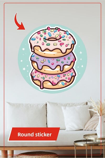 KOSS Dijital Autocolant rotund cu design colorat de gogoși, patiserie dulce, ...