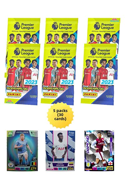 hediyecik Panini Premier League Footballer Cards Adrenalyn XL 2023 (5 Pack 30...
