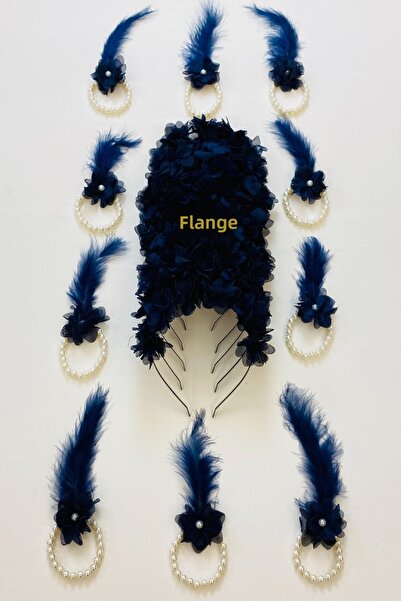 ZEYMERADE سوار وصيفة العروس باللون الأزرق الداكن وتاج وصيفة العروس (معدني)، ل...