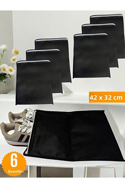 Balkan Room 6 قطع من حقيبة تخزين الأحذية السوداء، منظم حقائب السفر بسحاب متعد...