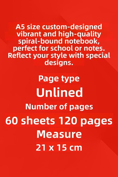 Anime Marketi A5 Spiral Hard Cover Notebook with Double Animals Design 120 Sheets