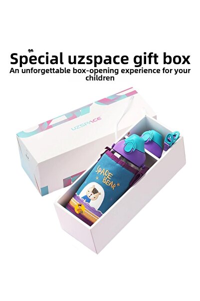 Uzspace Small Size 480ml Tritan Children's Water Bottle with Case, Hanger, With/Without Straw, Two Separate Lids