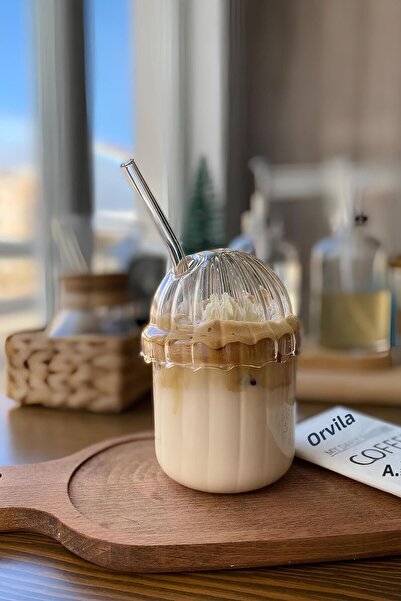 Orvila كوب ميكا 430 مل من البلاستيك الصلب للقهوة والمشروبات الغازية المجمدة - مع هدية من القش الزجاجي